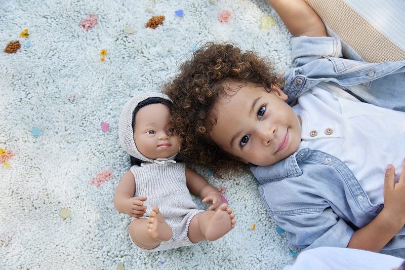 Miniland Clothes for Dolls 15'' Knitted Outfit Rompers & Bonnet - ECO, Made in Spain, Quality, Role Play, Educational - Image 4